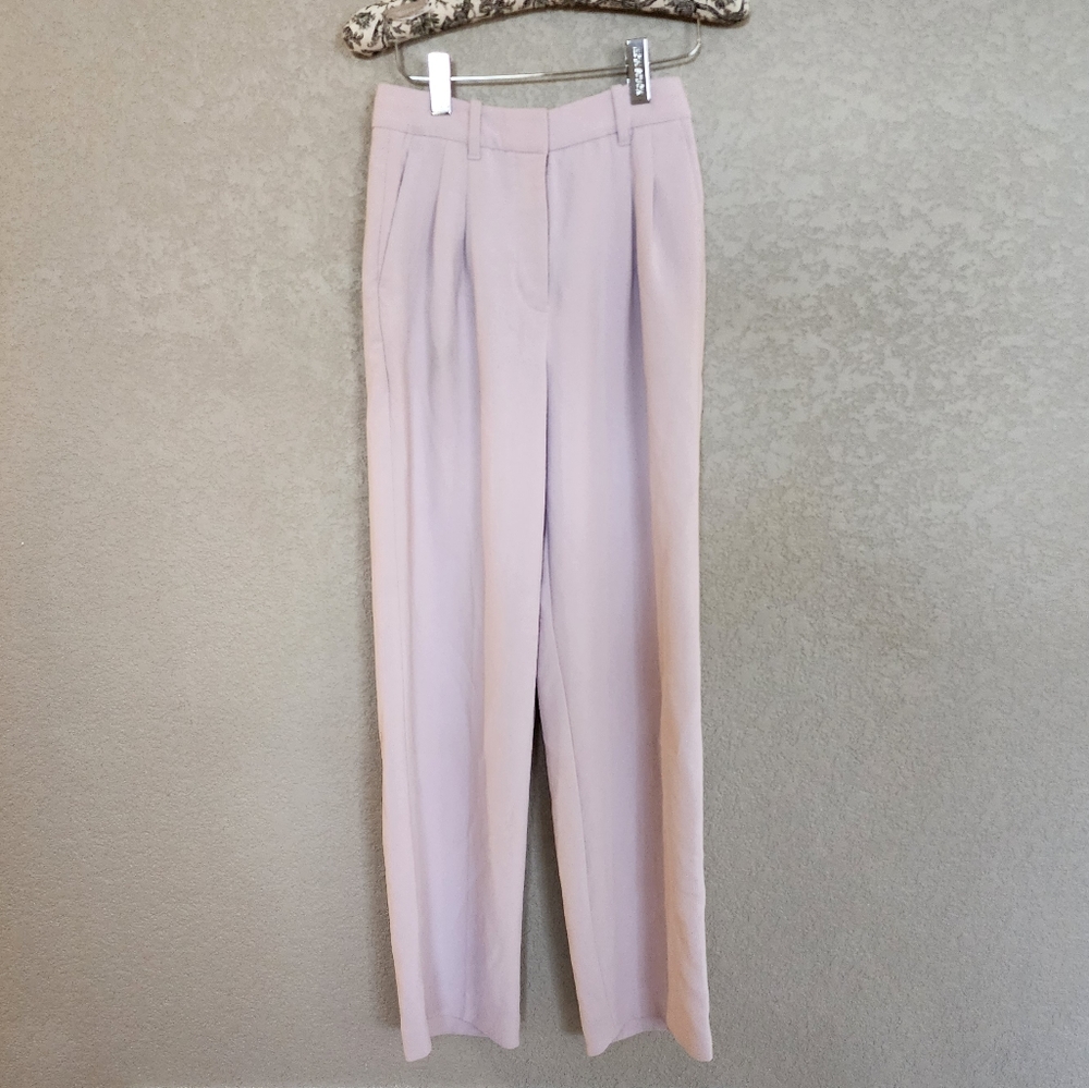 Aritzia Lilac High-Waist Pleated Trousers